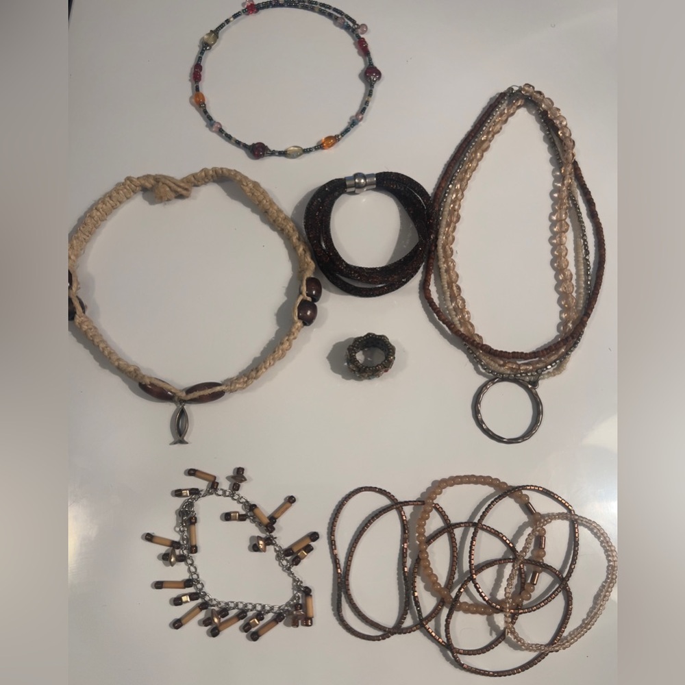 Assorted Women’s Brown & Neutral Boho Vintage Beaded Costume Set